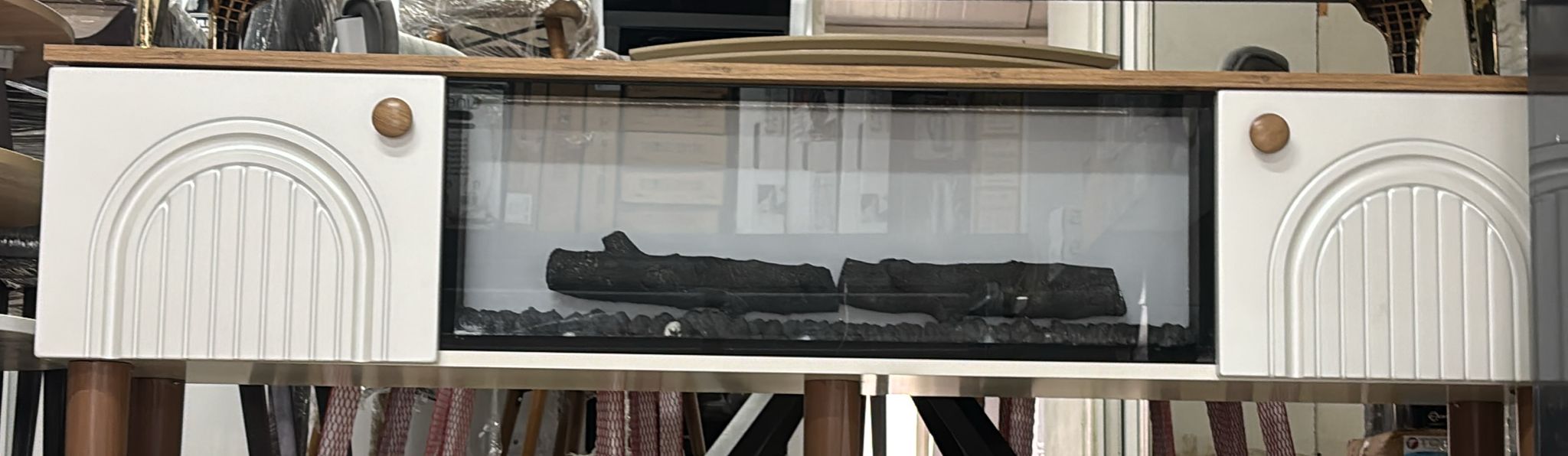 evimo 180 cm şömineli köşeli kapaklı tv ünitesi