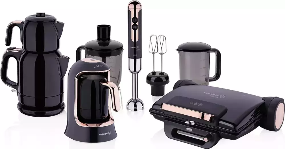 Korkmaz A1826 Deluxe rose siyah14 Parça Elektro Set