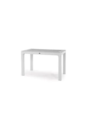 florya garden plasik 90*150 beyaz camsız rattan sabit masa