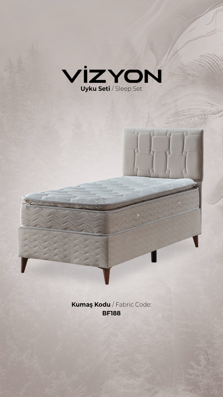 vizyon 100*200 krem baza yatak başlık set