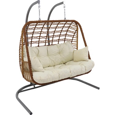 rattan salıncak kahve çift kişilik